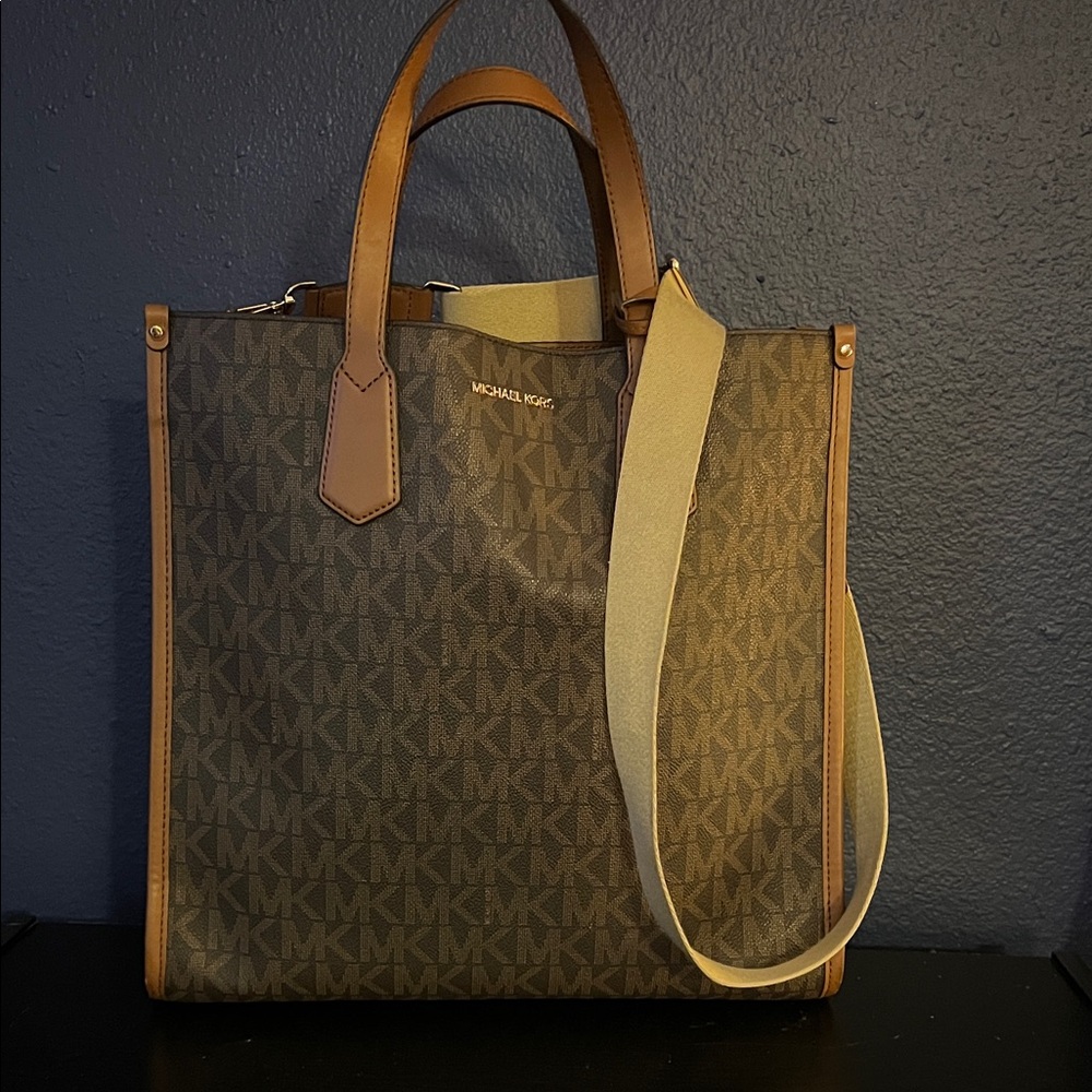 Michael Kors Brown and Tan Messenger Bag